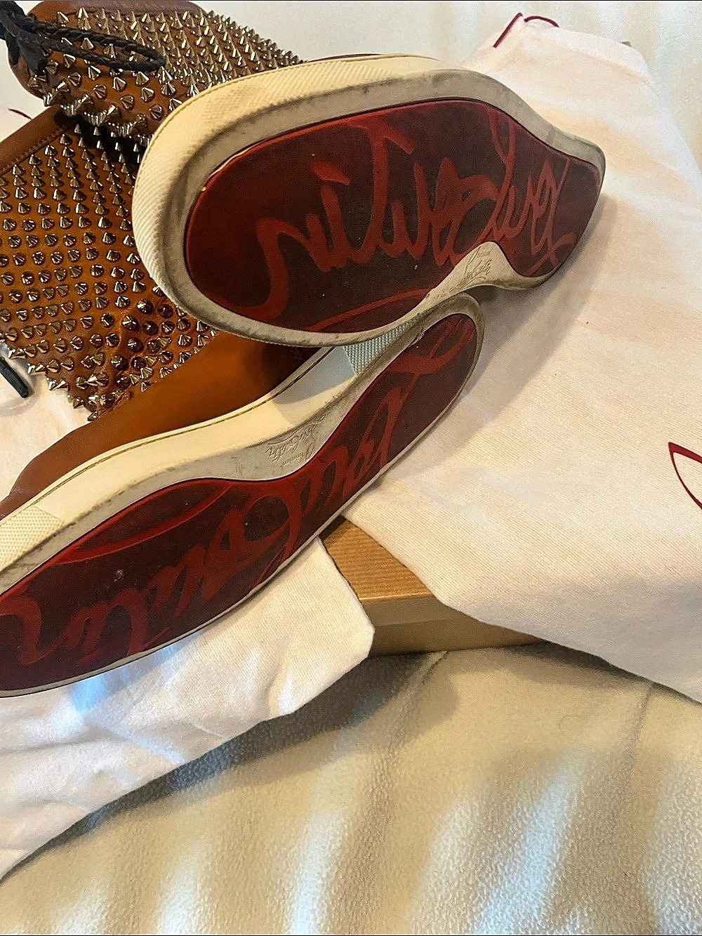 Christian Louboutin Suri Apowyn Flat Nappa/Shearl/Spikes Studded Flat Boots in - Picture 4 of 11